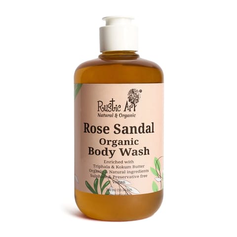 Rustic Art Rose Sandal Organic Body Wash Liquid (300ml)