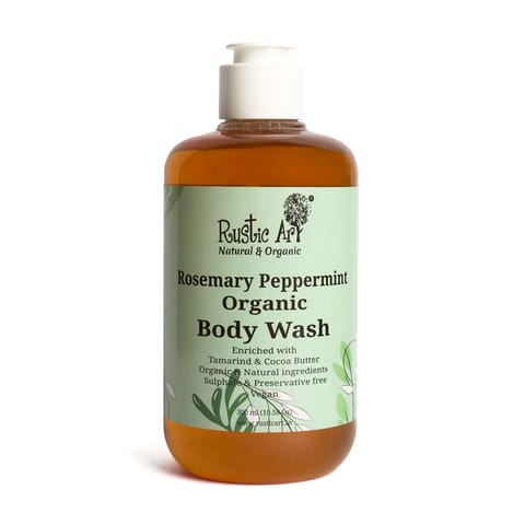 Rustic Art Rosemary Peppermint Organic Body Wash Liquid (300 ml)