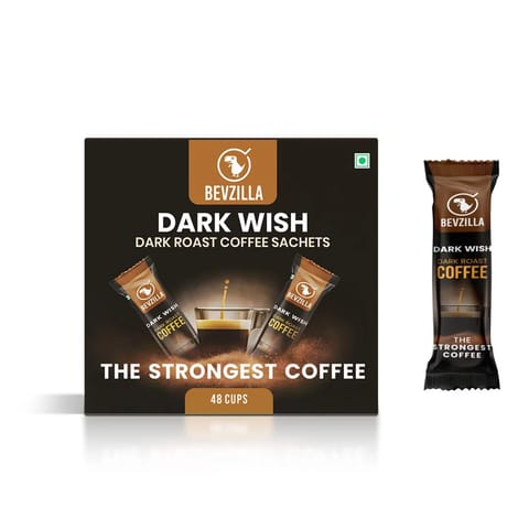 Bevzilla 48 Sachets Dark Wish Dark Roast Coffee Powder | 100% Pure Arabica | (96gm)