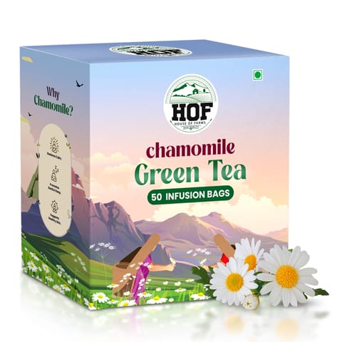 House of Farms 50 Chamomile Green Tea Infusion Bags Chamomile Green Tea Box (50 x 1.75 g)