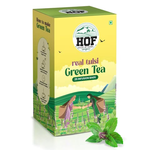 House of Farms 25 Real Tulsi Green Tea Infusion Bags Tulsi Green Tea Box (25 x 1.75 g)