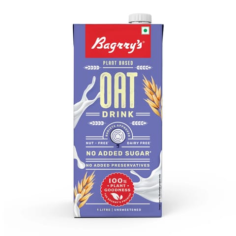 Bagrrys Plant based Oat Drink 1000ml ,Creamy Classic, Unsweetned |Vegan | Gluten free| Dairy Free