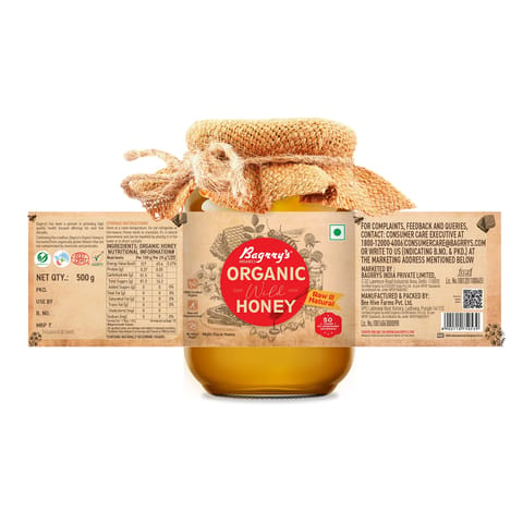 Bagrrys Organic Honey 500 gms, Wild Raw & Natural