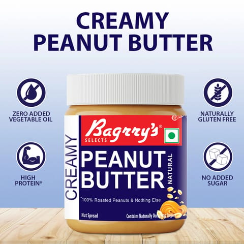 Bagrry's Natural Peanut Butter, Creamy (340 gms)