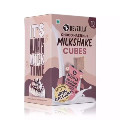 Bevzilla Instant Milkshake 10 Cubes Pack (Hazelnut), Date Palm Jaggery (10 x 10 g)