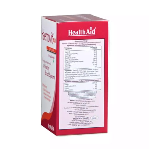 HealthAid Haemovit Plus - Iron, Folic Acid and Vitamin B12 Capsules (30 Capsules)