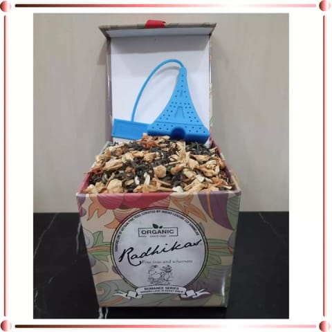 Radhikas Fine Teas and Whatnots Jasmine Green Tea Gift Box with Infuser - A Healthy and Happy Treat