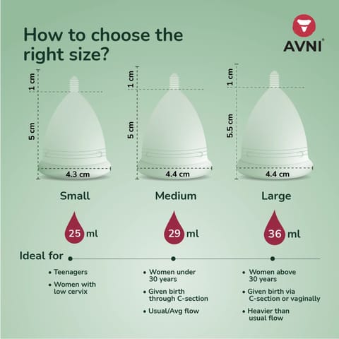 Avni Reusable Menstrual Cup for women - Small with Antimicrobial cloth wipe and pouch