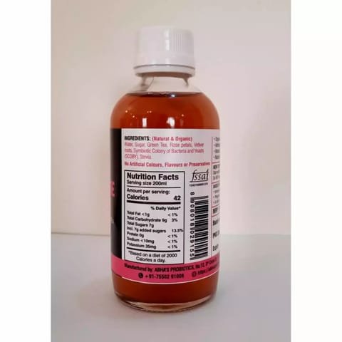 Abha's Probiotics Vetiver Rose Kombucha - Pack of Two - 200 ml each