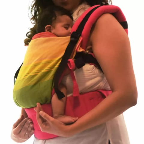 Anmol Baby Ergonomic Adjustable Baby Carrier Flexy Antara Pink - 100% Handwoven Cotton Newborn to To