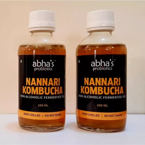 Abha's Probiotics Nannari Kombucha - Pack of Two - 200ml each