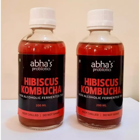 Abha's Probiotics Hibiscus Kombucha - Pack of Two - 200ml each