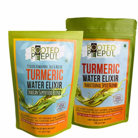 Rooted Peepul Combo Pack - Turmeric Water Elixir: Traditional Spice Blend & Turmeric Water Elixir :