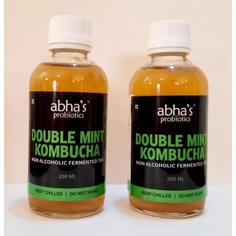 Abha's Probiotics Double Mint Kombucha - Pack of Two - 200 ml each
