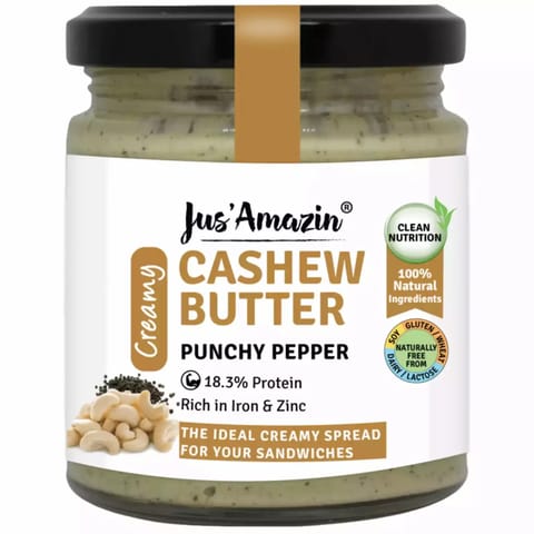 Jus Amazin Creamy Cashew Butter Punchy Pepper 200g
