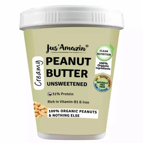 Jus Amazin Creamy Organic Peanut Butter-Unsweetened 1kg