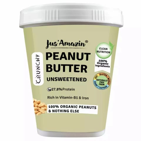 Jus Amazin CRUNCHY Organic Peanut Butter-Unsweetened 1kg