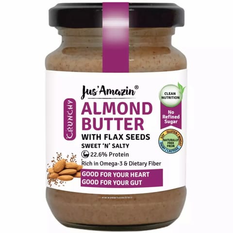 Jus Amazin Crunchy Almond Butter With Flaxseeds Sweet and Salty 125g