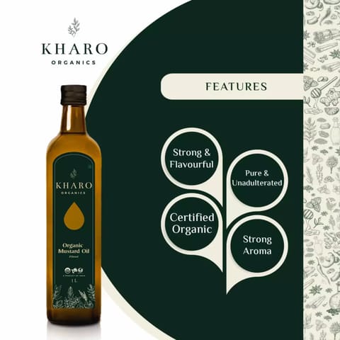 Kharo Organics | Organic Mustard Oil, 1 Ltr