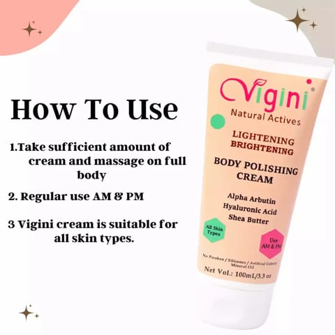 Vigini Natural Skin Lightening Brightening Underarms Elbow Knee Body Polishing Gel Cream