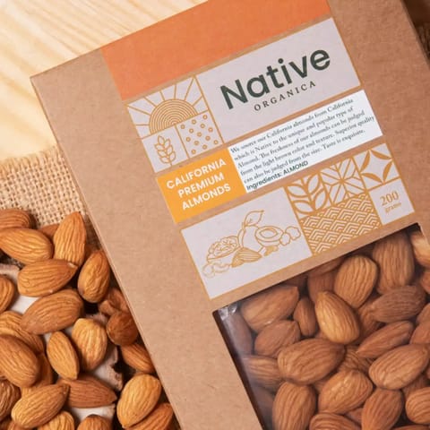 Native Organica California Premium Almonds  200 gm