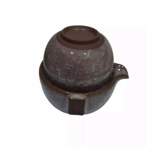 Radhikas Fine Teas and Whatnots Double Brewing Set Gaiwan Cum Sipping Cup, Glaced Beige