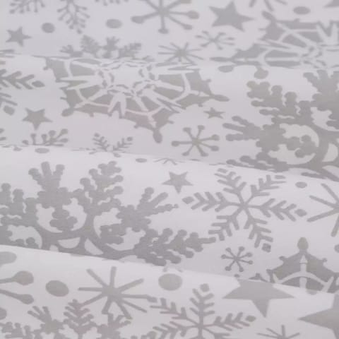 Swaas 100% Pure Cotton Snow Flake White/Grey Extra Double  Bedsheet Set