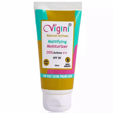 Vigini 20% Actives Anti Acne Oil Free Mattifying Face Moisturizer Day Night Cream Men Women 50 ml