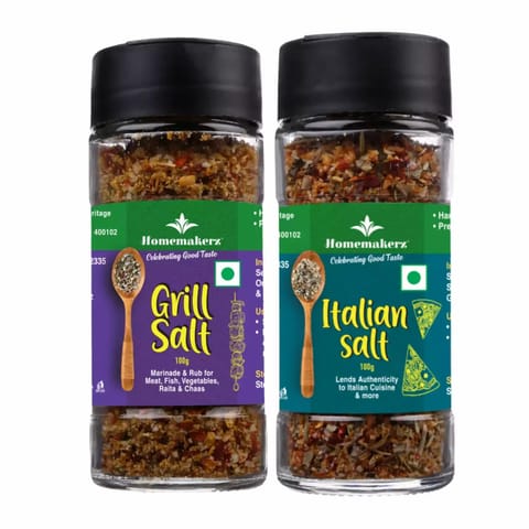 Homemakerz Grill and Italian Salt Combo of 2 Sea Salt Daily Continental Cooking 200 gms