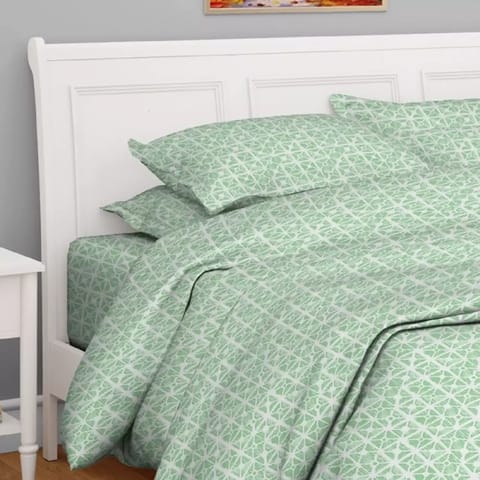 Swaas Antimicrobial 100% Cotton Darksea Green Majestic Grid Single Bedsheet Set