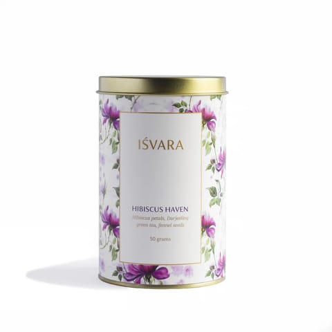 Isvara Hibiscus Haven | Hibiscus Green Tea Blend (40 servings, 50 gms)