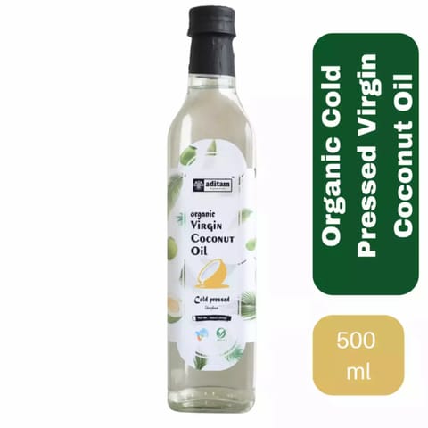 Aditam Foods Organic Coconut Oil 500 ml | Cold Pressed
