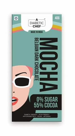A Diabetic Chef Mocha Belgian Sugar-Free Dark Chocolate | Vegan, 40gms