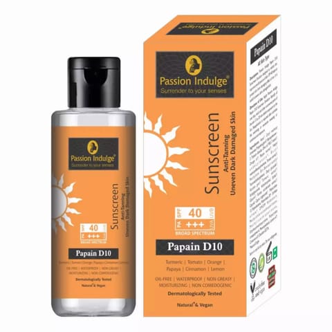 Passion Indulge Papain D10 Natural Sunscreen | Anti-Tanning | Uneven Dark Damaged skin -100gm