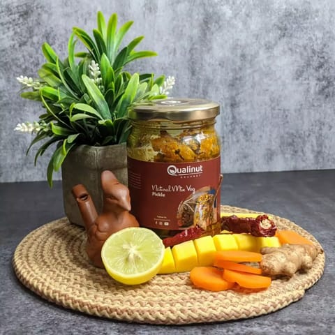Qualinut Gourmet Natural Mix Veg Pickle (Pack of 2 - 200 G Each)
