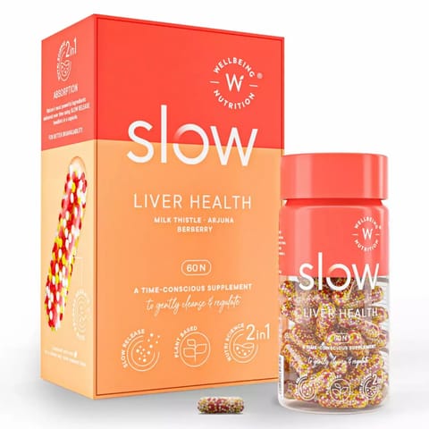 Wellbeing Nutrition Slow- Liver Health with Milk Thistle, Arjuna & Berberry for Complete Liver Detox