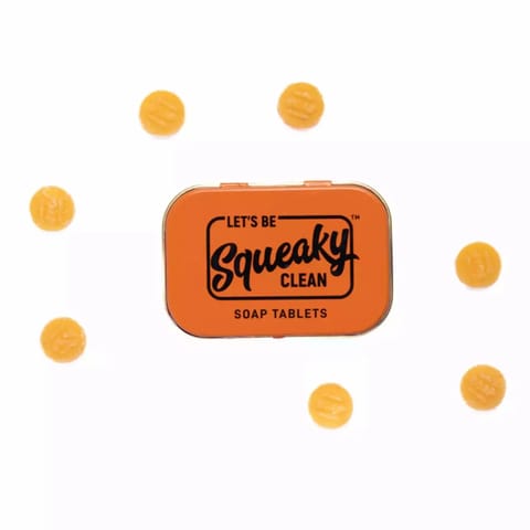 Squeaky Clean Tablet Soaps for Travel Set of 3 Tin Boxes Spicy Orange
