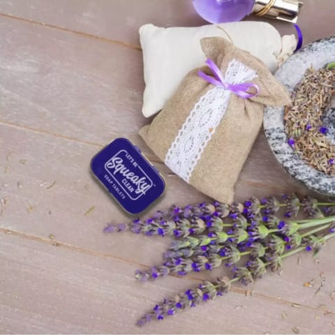 Squeaky Clean Tablet Soaps for Travel Set of 12 Tin Boxes Sweet Lavender