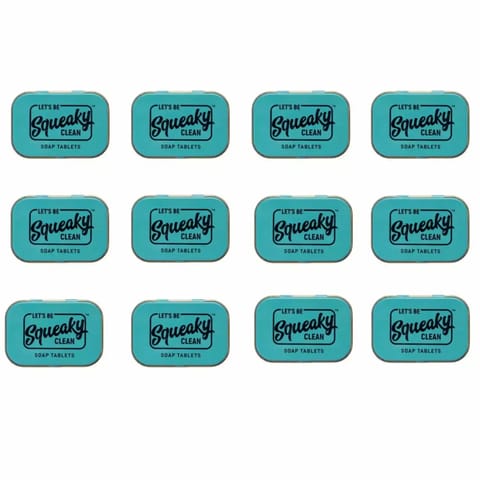 Squeaky Clean Tablet Soaps for Travel Set of 12 Tin Boxes - Vanilla Coconut