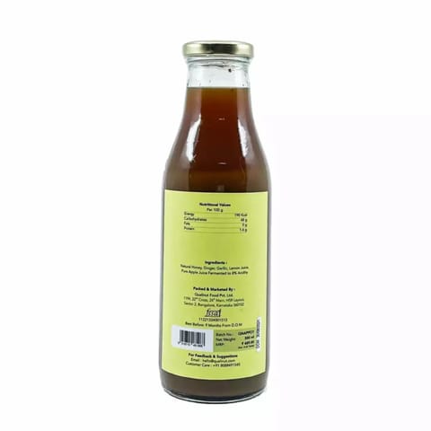 Qualinut Gourmet Apple Cider Vinegar With Honey Ginger Lemon And Garlic 500 ML