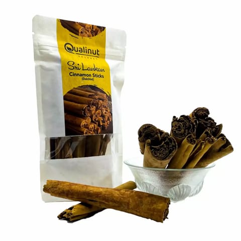 Qualinut Gourmet Sri lankan Ceylon Cinnamon Quills | Pack of Two | 50 Gm Each