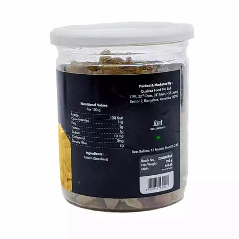 Qualinut Gourmet Natural Raisins | 250 Gm Each | Pack of Two