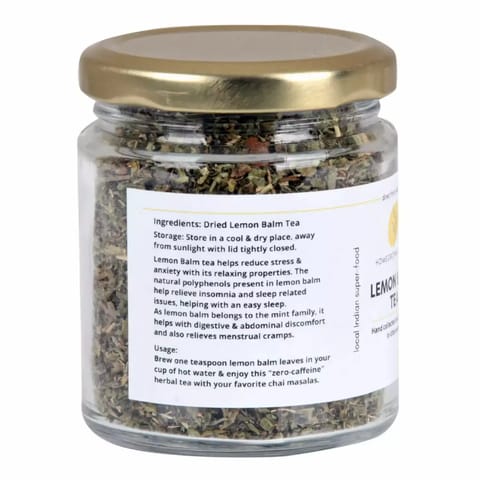Homegrown Platter Lemon Balm Tea for menstrual cramps, 20 gms | Refreshing | Herbal Tea | Zero-Caffeine