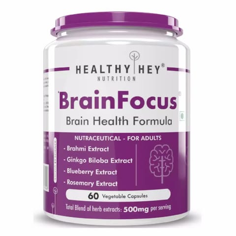 HealthyHey Nutrition BrainFocus - Natural Brain Health Formula - 60 Veg Capsules