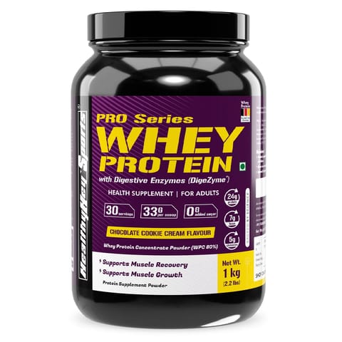 HealthyHey Sports Whey Protein Concentrate - 80% -Chocolate Cookie Cream -1 kg