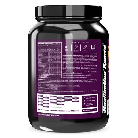 HealthyHey Sports Whey Protein Concentrate - 80% -Chocolate Cookie Cream -1 kg
