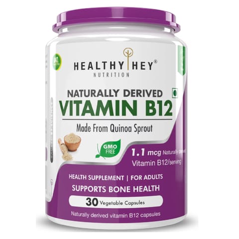 HealthyHey Nutrition Natural Derived Vitamin B12 | 30 Veg. Capsules