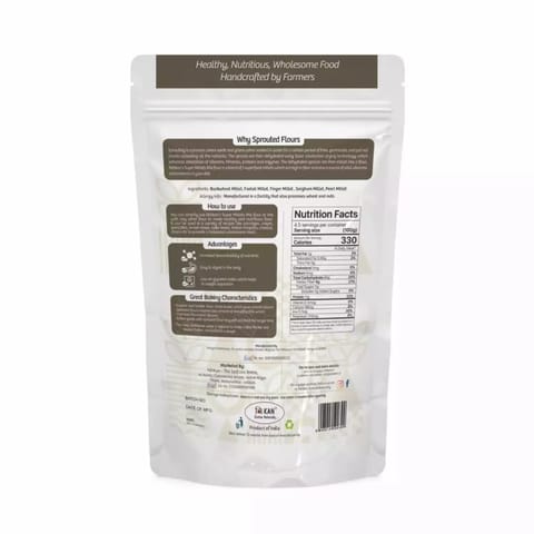 NIHKAN Premium Sprouted Millet Mix Flour 454g - Multi 5 millets Instant Mix - Gluten free & Vegan