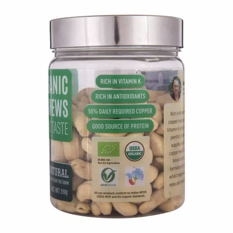 Truefarm Foods Organic Natural Cashews 250gm