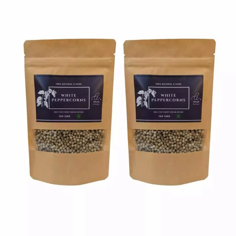 Angadi of Spices Malbar White Peppercorns 2 Packs of 100 gms
